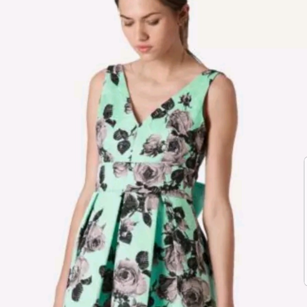 - TOPSHOP US 6 Mint Green Floral Mini Dress